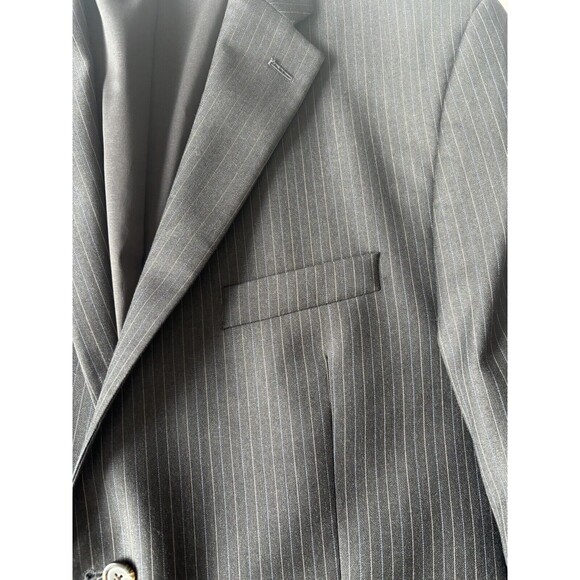 Lauren Ralph Lauren‎ Blazer Mens 48R Gray Blue Striped Wool Sport Coat 2 Button - Picture 4 of 14